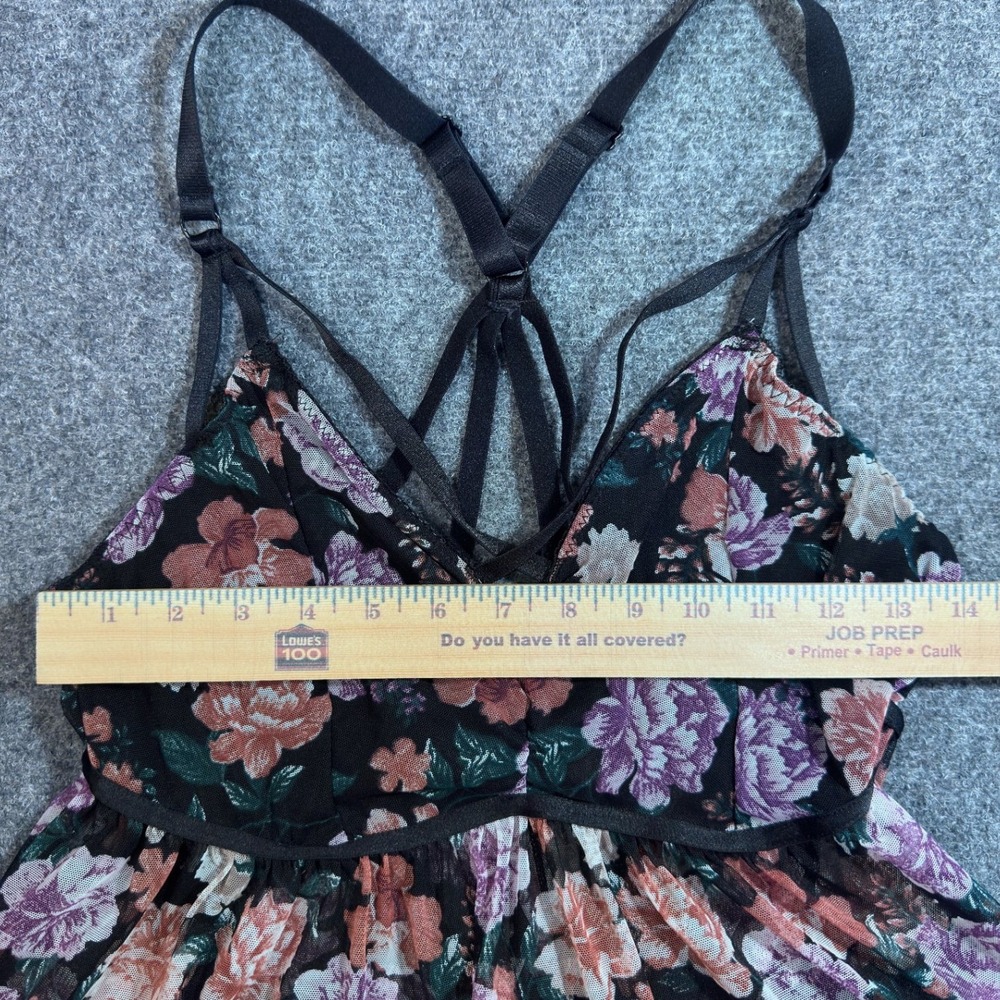 Torrid Curve Floral Mesh Babydoll Lingerie Purple Pink Strappy Caged 1X 148862 - Picture 6 of 7